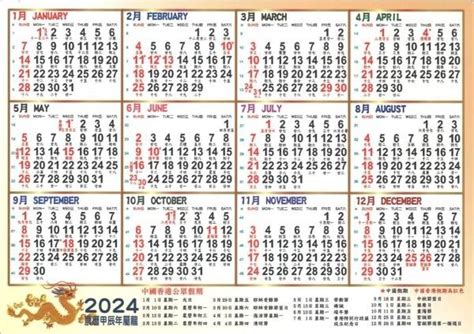 2024年係咩年|2024年農曆表，二 二四年天干地支日曆表，農曆日曆表2024甲辰。